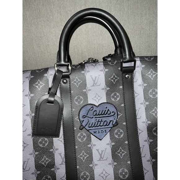 Louis Vuitton Keepall Bandouliere 55 Nigo Black Stripe Monogram Heart Travel Bag - Picture 4 of 12